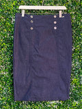 Daniel Hechter Navy Button Pencil Skirt — front